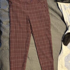 Soho Burgundy Plaid Straight Leg Pants